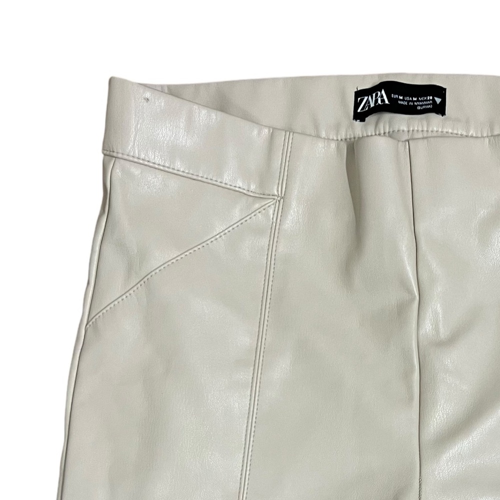ZARA women’s faux leather cream fully lined leggings size medium - Picture 13 of 14